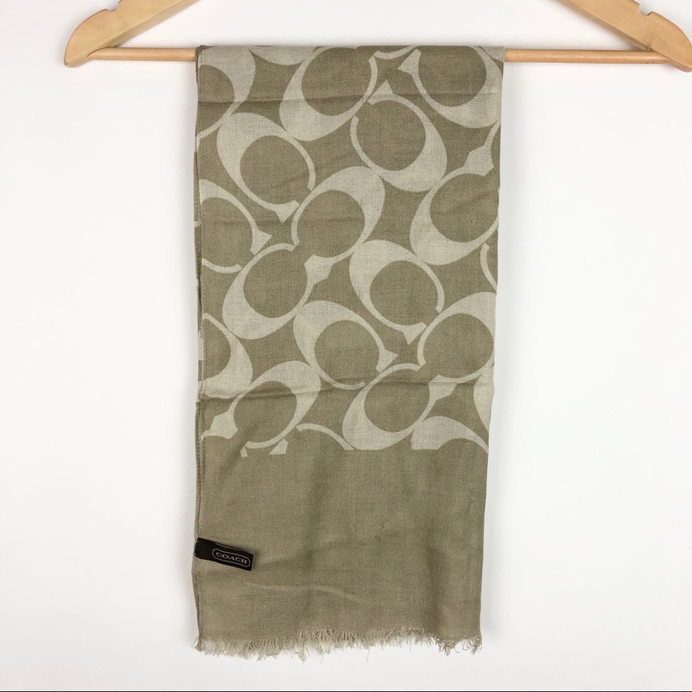 Coach Silk & Wool Signature Pattern C Tan & Cream… - image 1